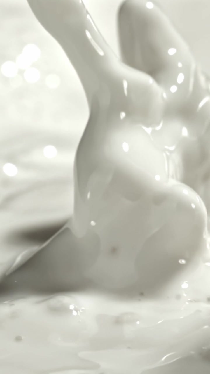 Close-up of Fresh White Milk Pouring in Slow Motion