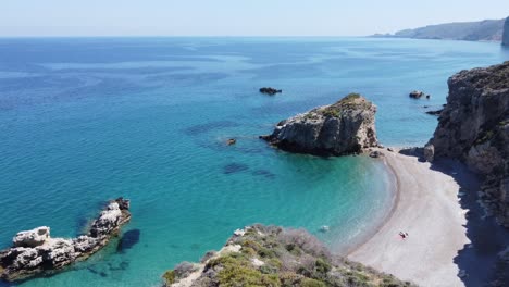 Drone-footage-of-Kythira-greek-island-beach,-Greece