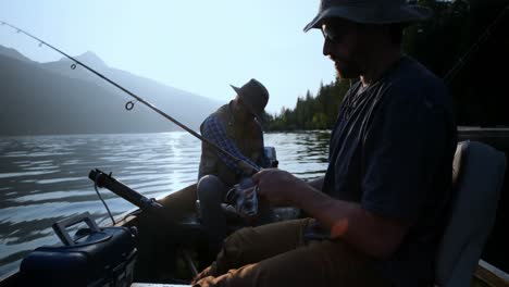 two fishermen fishing in the river 4k