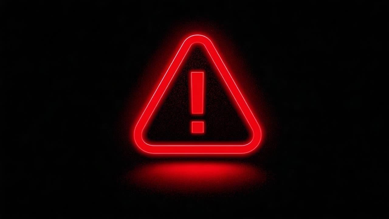 A striking visual warning sign featuring a glowing red triangular shape with an exclamation mark, symbolizing caution and alertness against potential dangers in various scenarios