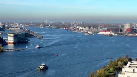 aerial view of amsterdam from a'dam lookout tower in netherlands