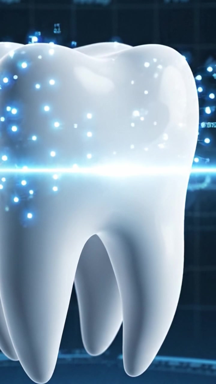 Detailed Visualization of a 3D Tooth Structure Represented in a Gridded Format, Highlighting Internal Composition and Dental Health Metrics for Educational Purposes