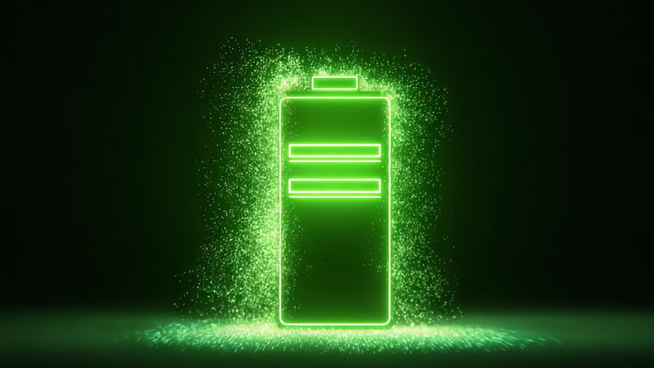 A captivating visual representation of a glowing green battery icon, symbolizing energy, power, and technology in a vibrant digital landscape, showcasing the essence of modern battery design