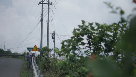 worker repairing power lines