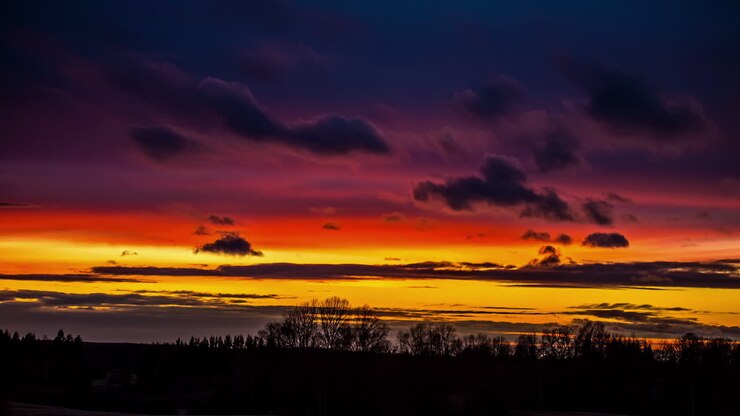 Yellow sunset sky in timelapse