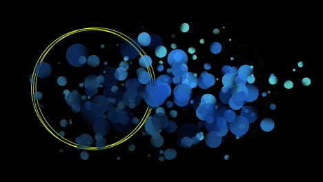 animación de círculos amarillos y manchas azules sobre fondo negro