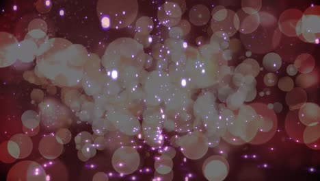 Animation-Von-Digitalen,-Glänzenden-Glitzern,-Die-Auf-Beleuchtete-Linsenflare-Hintergründe-Fallen