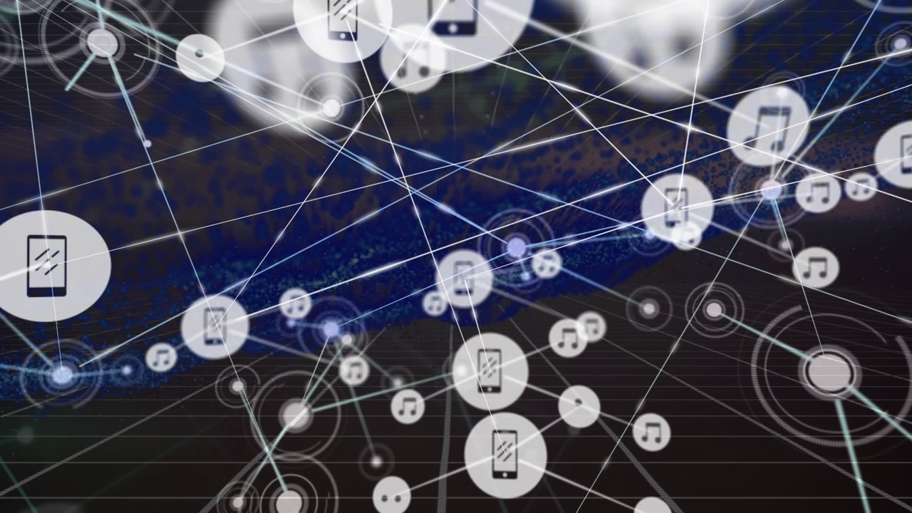 Animazione di una rete di connessioni su forme