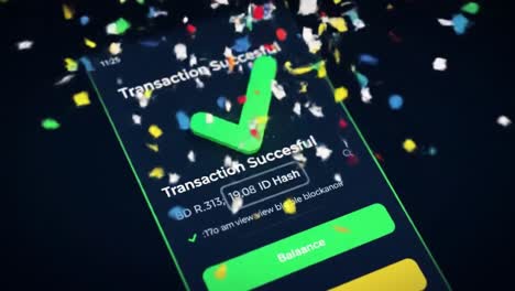 a mobile application displays a successful transaction confirmation along with a transaction hash. users can quickly verify their transaction details in a secure manner.