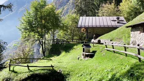 static medium wide shot of a beautiful scenery in the italian alps, südtirol