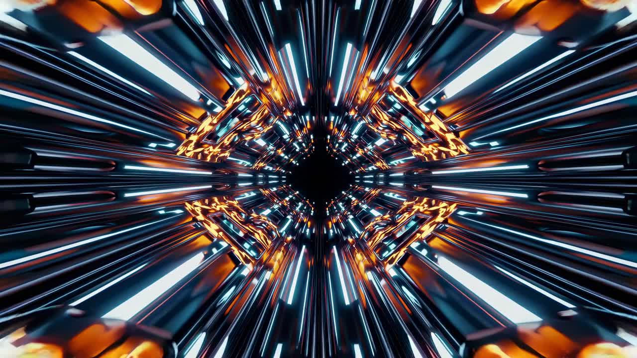 Abstract Futuristic Tunnel with Neon Lights