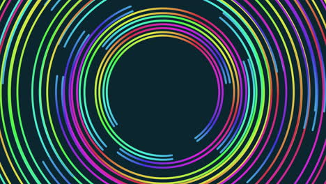 Abstract rainbow rings geometric illustration in dark space