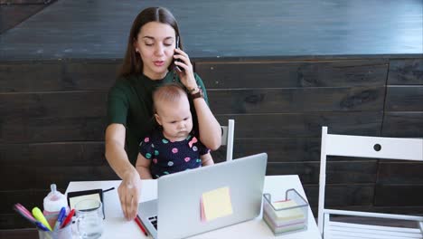 working mother with baby