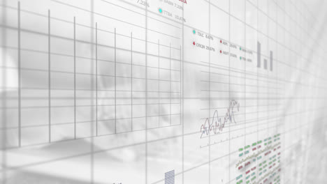 Animation-of-multiple-graphs-and-trading-boards,-cropped-hand-using-laptop