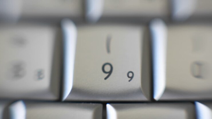 The number 9 is on a computer keyboard