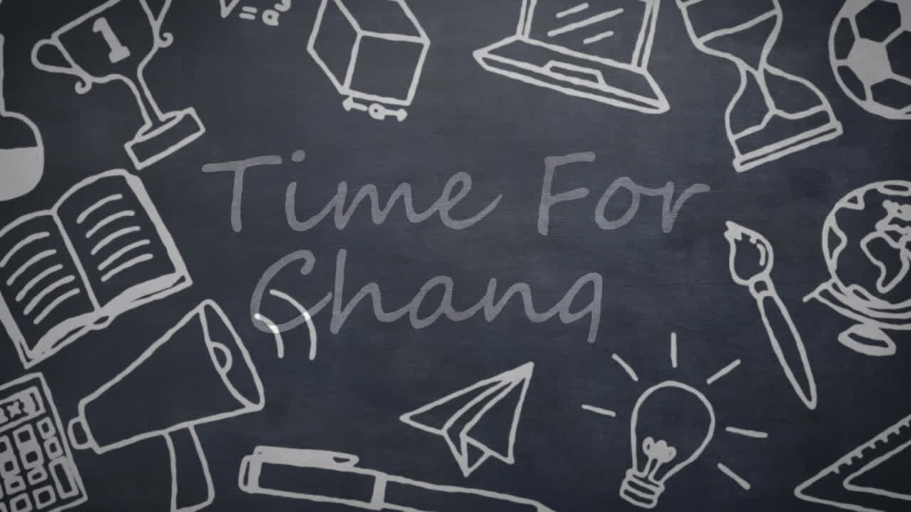 학교 아이템 아이콘 위의 텍스트를 변경하는 시간의 애니메이션