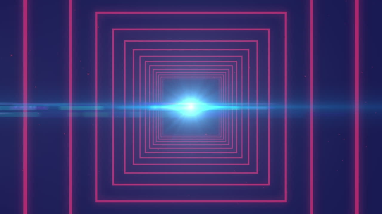 animación de luz brillante y túnel de neón cuadrado