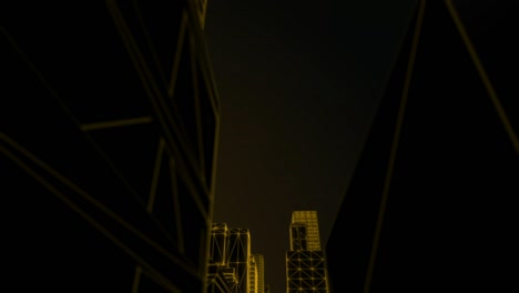 looping orange wireframe city – drive through
