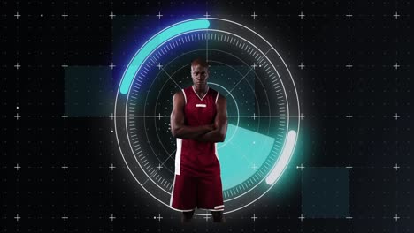 animation of digital interface over basketball player