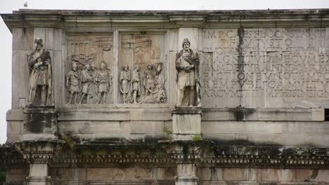 sculptures and bas-relief on the arch of constantine, rome, italy