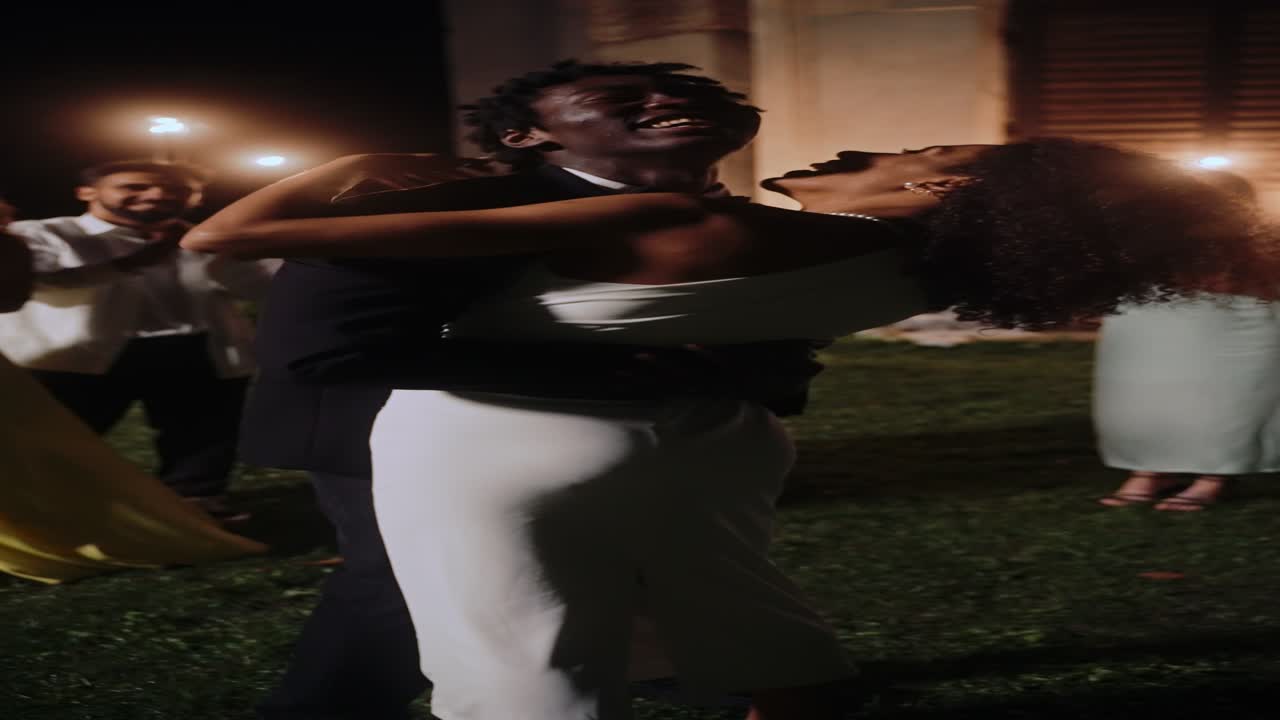 Wedding celebration with dancing couple