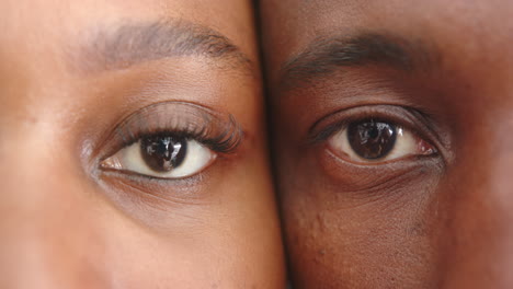 close-up of young couple's eyes, showing intimacy and connection at home