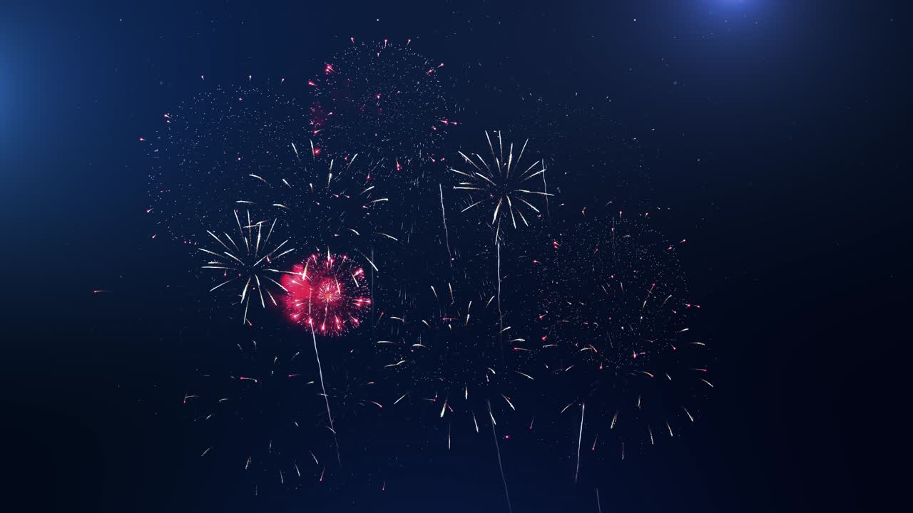 Holiday fireworks display particles sparks night sky background celebration new year party