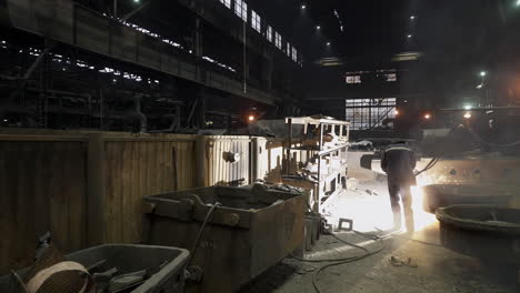 welding in a large industrial factory