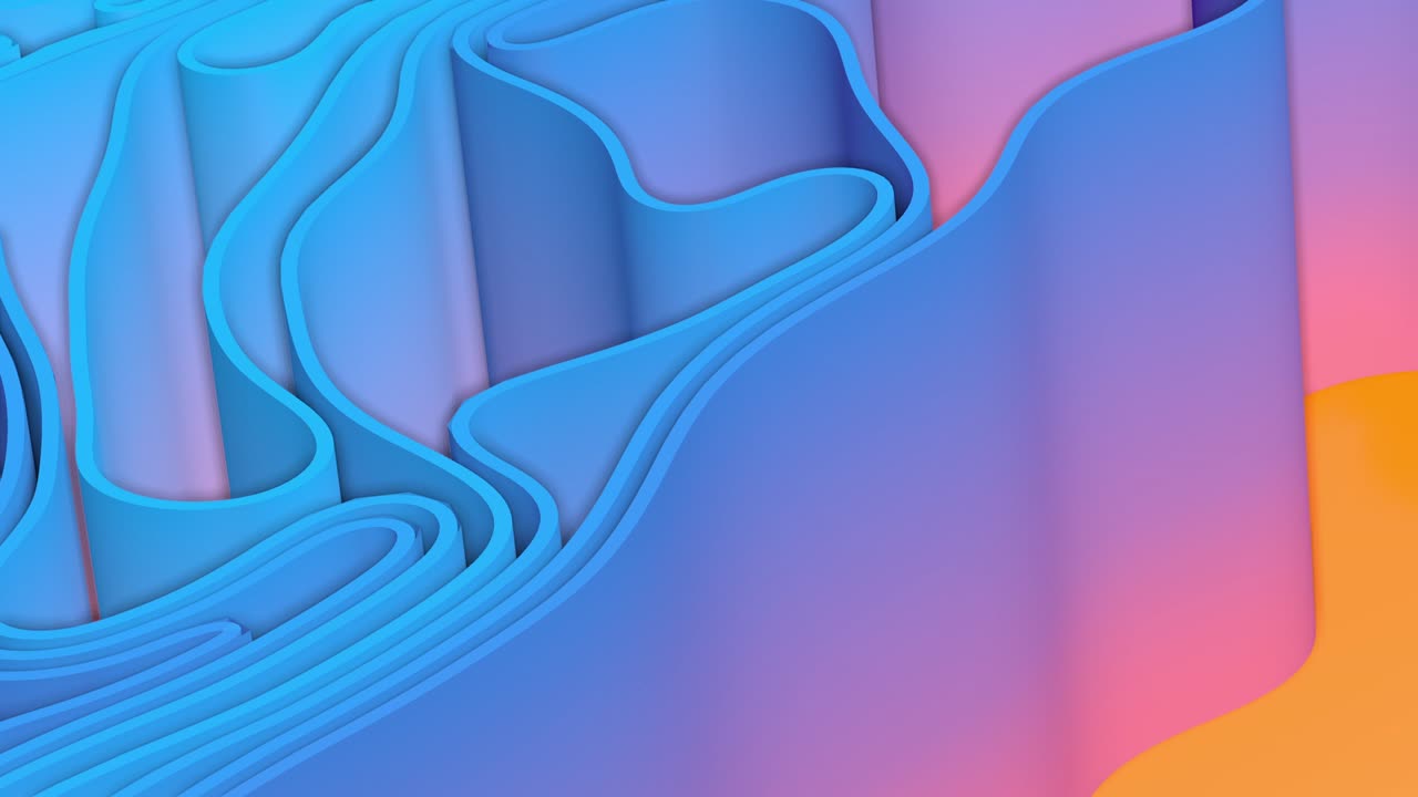 Abstract 3D render colorful spline strips rows light and shadow curves flowing motion movement surface texture waves background