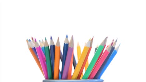 color pencils in a pencil holder turning