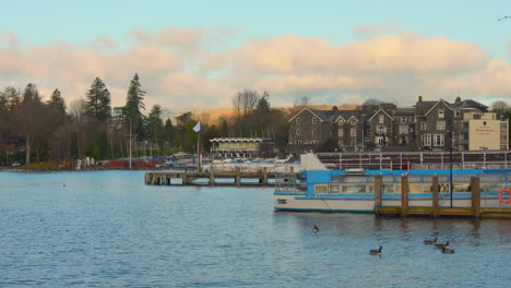 Waterhead-Pier-At-Ambleside-Town-In-Windermere-Lake,-Lake-District-National-Park-In-Cumbria-England