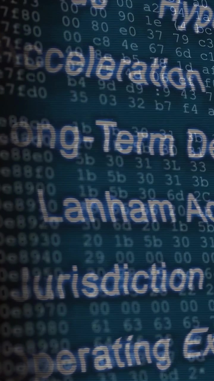 Vertical video: Vertical white text and hex code wobbling as camera shifts revealing teal data