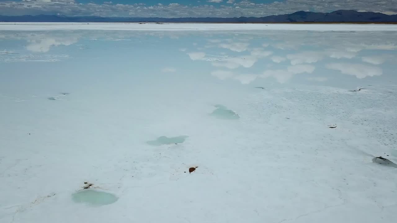 Argentina, Salinas Grandes, Salta Province. Aerial View of Massive Salt Flat Under Blue Sky