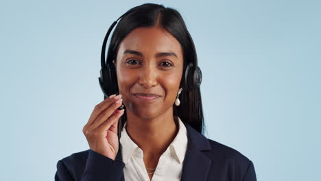 Business-woman,-face-and-call-center-communication