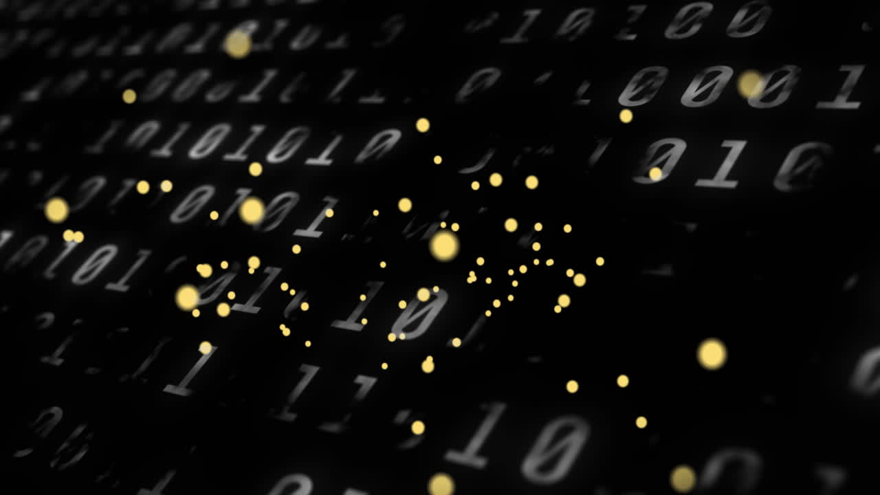 animación de dólar y bitcoin cantar sobre la codificación binaria