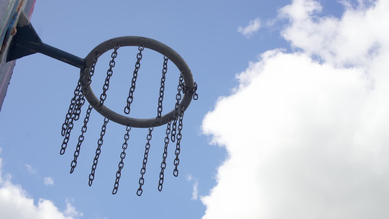 농구장의 체인 후프 영상