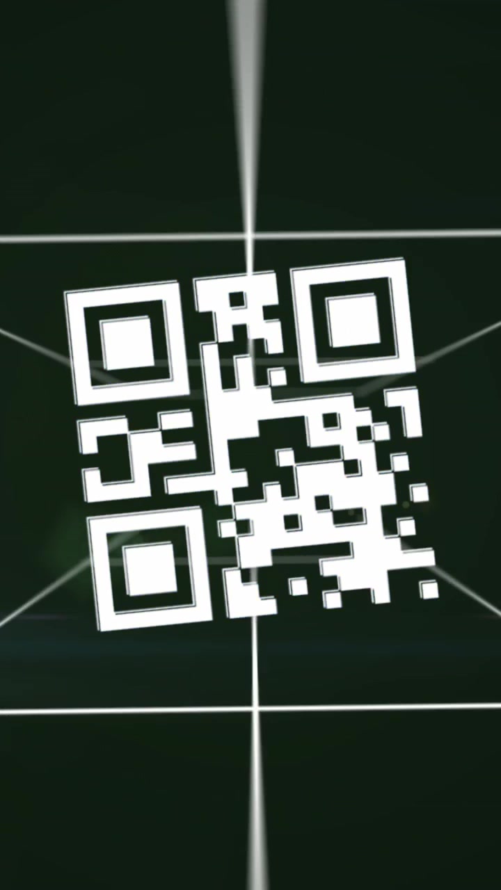 Animation of qr code and data processing over dark background
