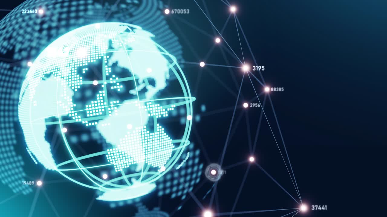 Footage of World hologram with connecting edge and space