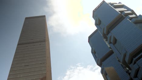 modern skyscrapers against a bright sky