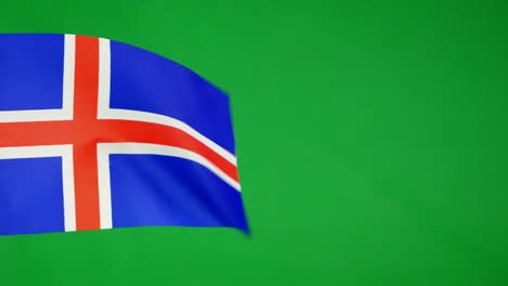realistic footage of the iceland flag blowing in the wind against a green screen background