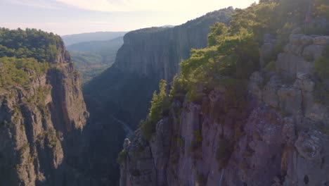 aerial view of a canyon and mountainous landscape