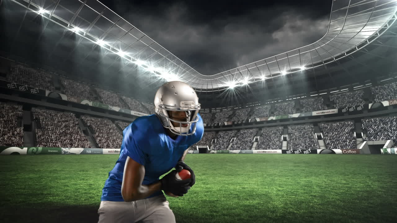 Giocatore di football americano che si prepara per un lancio