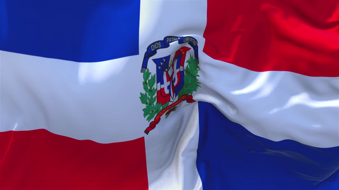 112 dominican republic flag waving in wind slow motion animation 4k realistic fabric texture flag