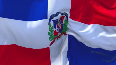 112 bandera de la república dominicana ondeando en el viento animación en cámara lenta 4k bandera de textura de tela realista