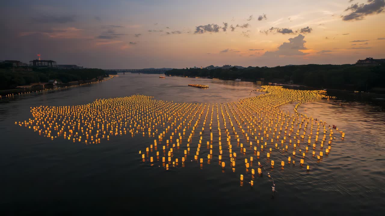 River Lanterns at Sunset