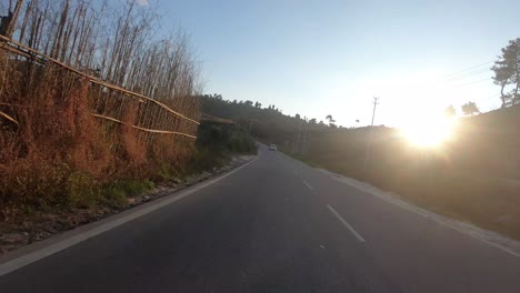 road drove during sunset