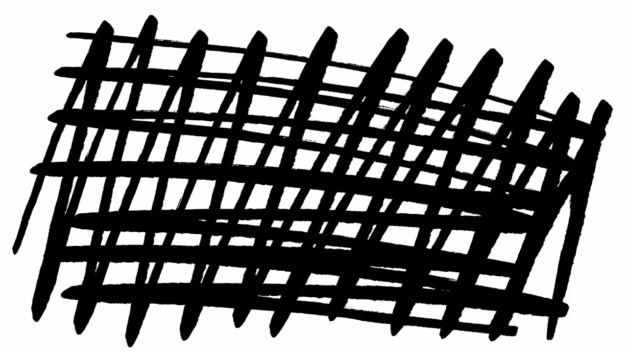 Linee scarabocchiate nere astratte disegnate a mano su sfondo bianco