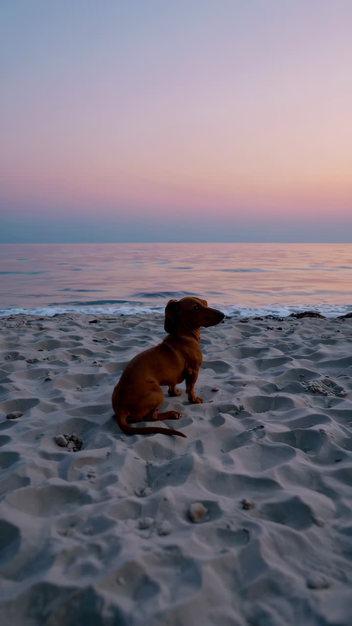 Dachshund at the Beach Sunset