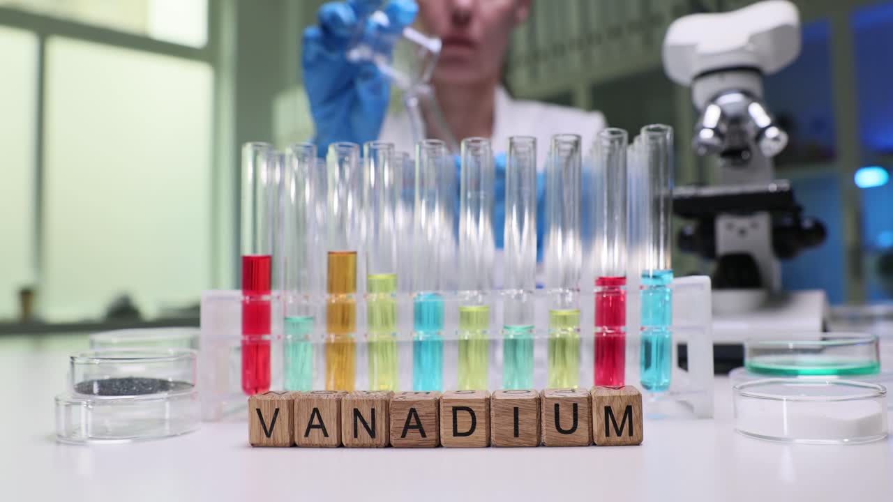 Vanadium Element in a Science Laboratory with Test Tubes