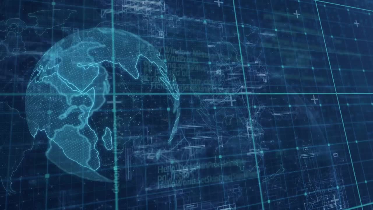 animación del procesamiento de datos en todo el mundo